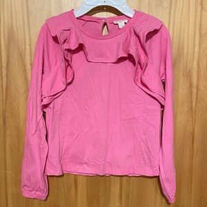 Crewcuts Bright Pink Ruffle Long Sleeve Top